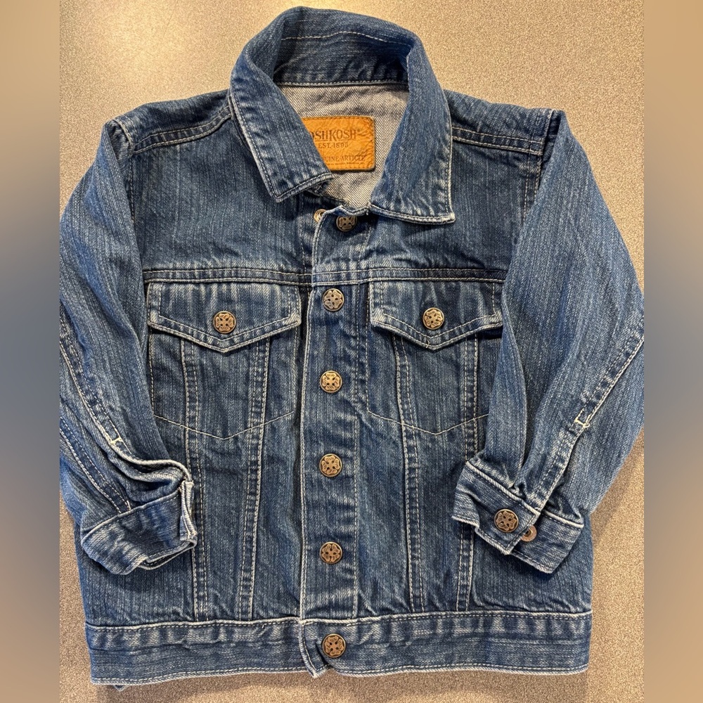 OshKosh‎ B'gosh Denim snap-Up Jacket. Unisex size 36 months. Classic vintage